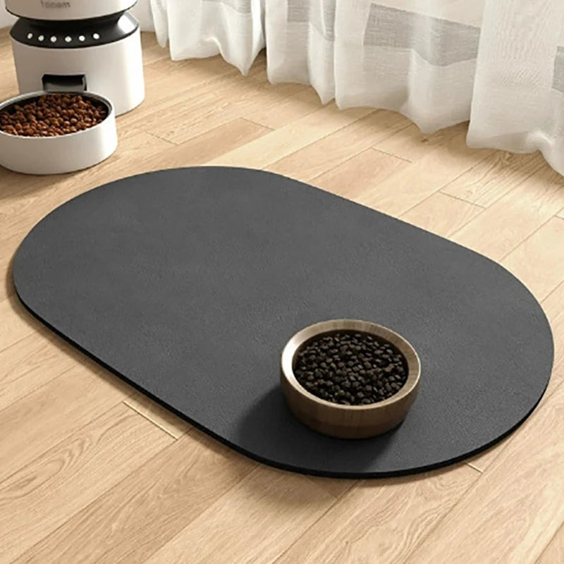 tapis animal compagnie gris uni moderne antidérapant taille 30x40cm 30x50cm bol