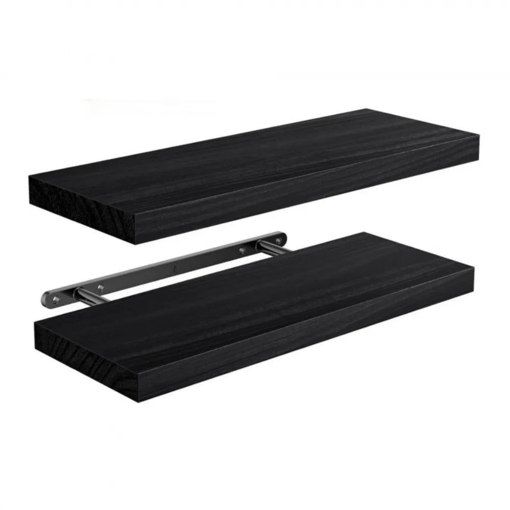 étagères flottantes bois naturel moderne clips métalliques blanc brun noir rustic