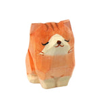 statue animale bois figurine bleu rose motif floral minimaliste yeux stylisés petite deco