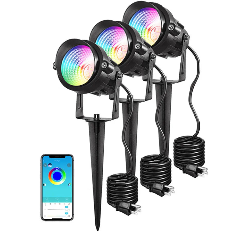 projecteurs led extérieurs modernes ip65 15w rgb noir aluminium bluetooth