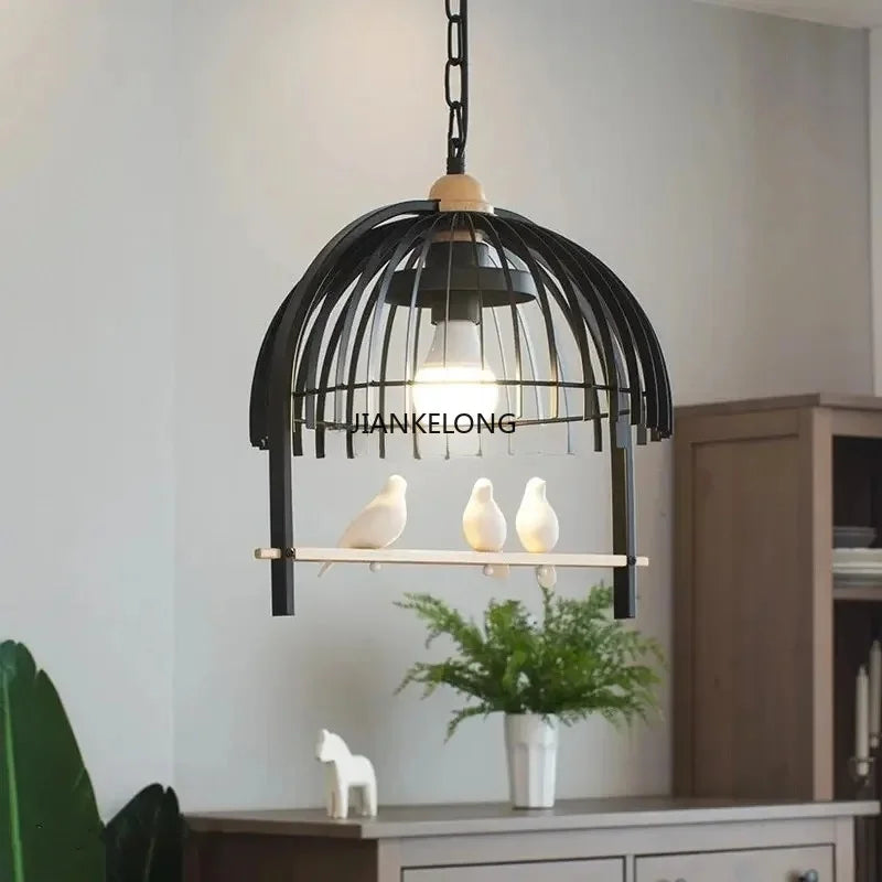 lampe suspendue pendentif blanc noir grille métallique hauteur ajustable moderne rustique chambre salon
