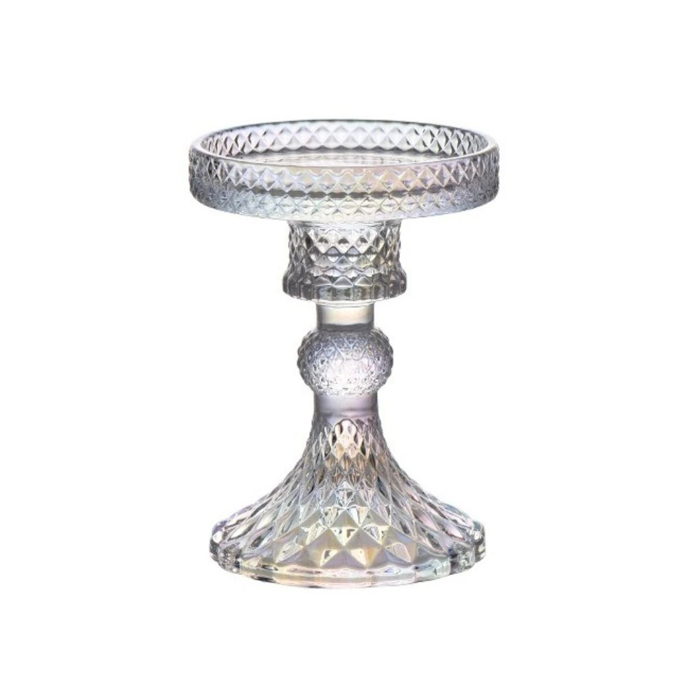 support bougie verre rose vert motif diamant décoration table mariage classique objet déco maison
