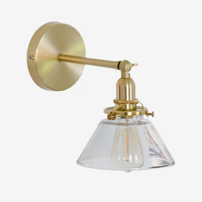applique murale industrielle vintage or transparent led verre abat jour éclairage chambre couloir nordique