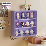 boîtes figurines transparentes modernes mur blanc violet pliables rangement anti poussière