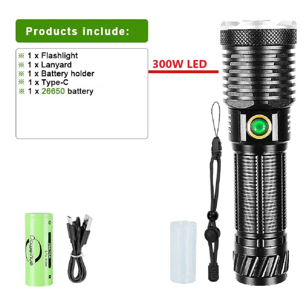 lampe torche rechargeable led 800w intense moderne robuste noire texturée