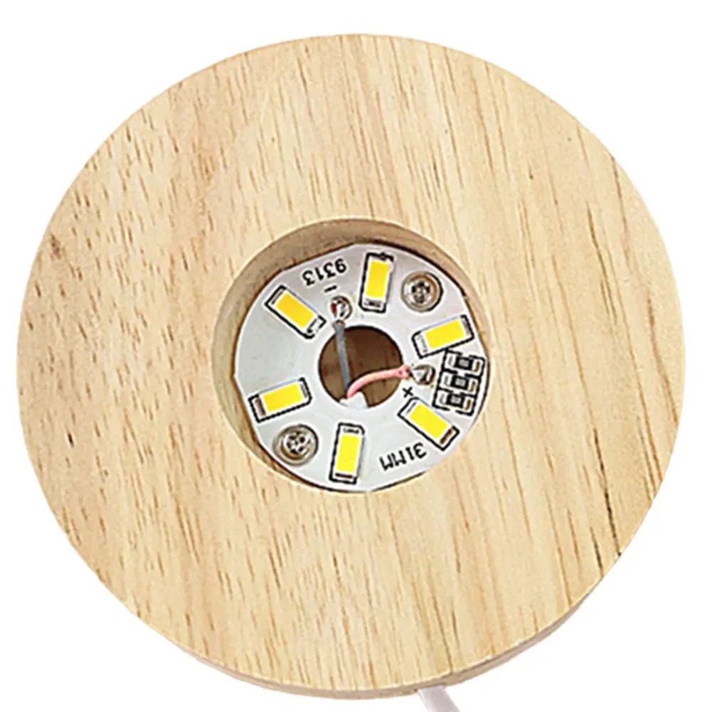 base lumineuse led bois naturel moderne câble usb interrupteur adhésif minimaliste chambre blanc