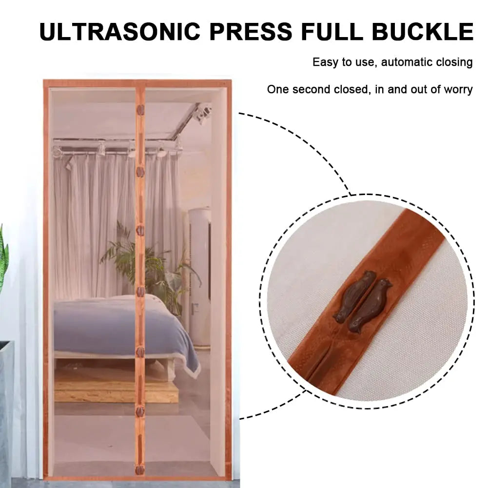 rideau porte bleu clair moustiquaire maille fine anti insectes boucles ultrasoniques moderne chambre salon