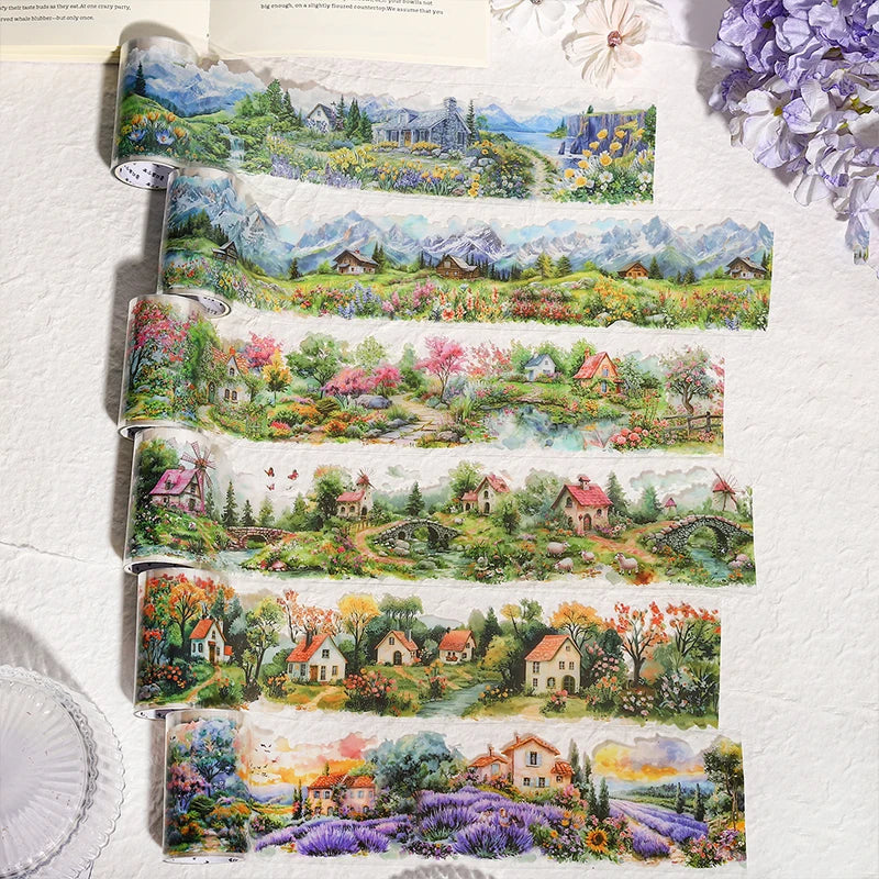 autocollants decoratifs multicolores paysages idylliques scrapbooking bricolage personnages femme sceneries illustrations