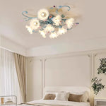 plafonniers luminaire floral verre poli fer blanc vert clair décoration chambre salon