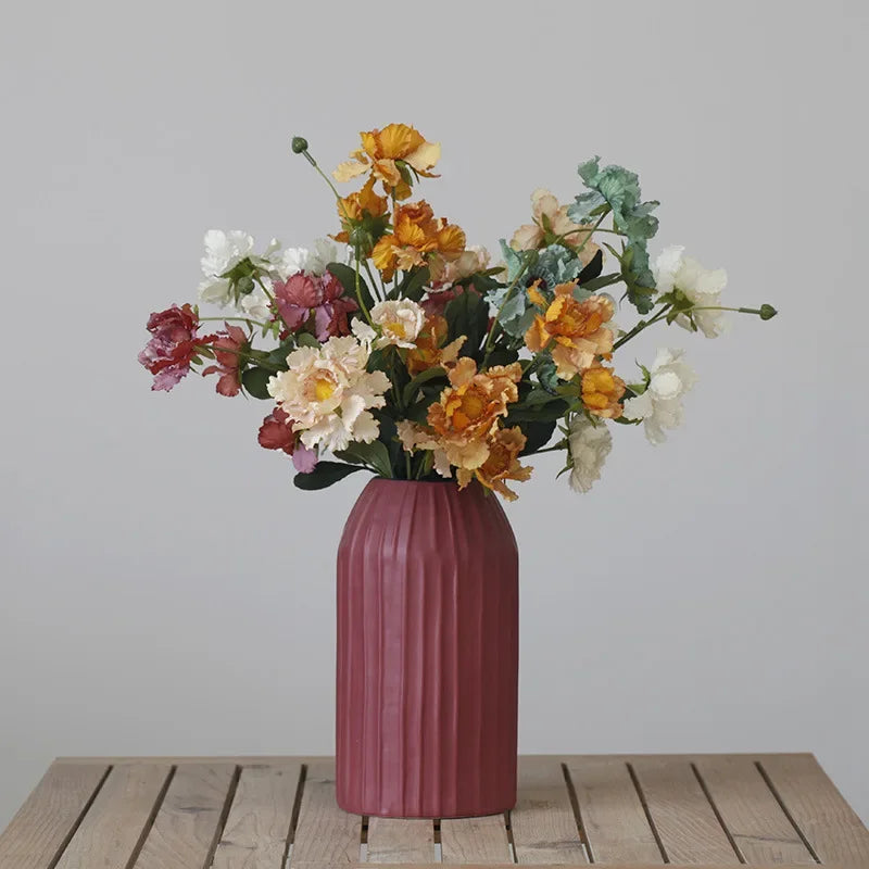 bouquet artificiel multicolore fleurs soie modernes intérieur mariage anniversaire décoration transparente