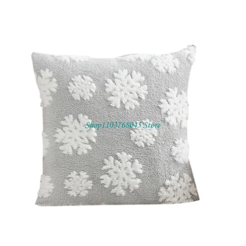 housse coussin motif flocons neige rennes noel vert blanc coton polyester lit festive