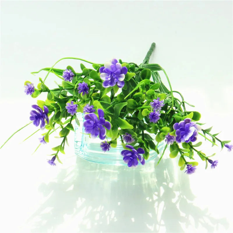 bouquet artificiel moderne fleurs blanches violettes jaunes ornement maison extérieur noël anniversaire mariage