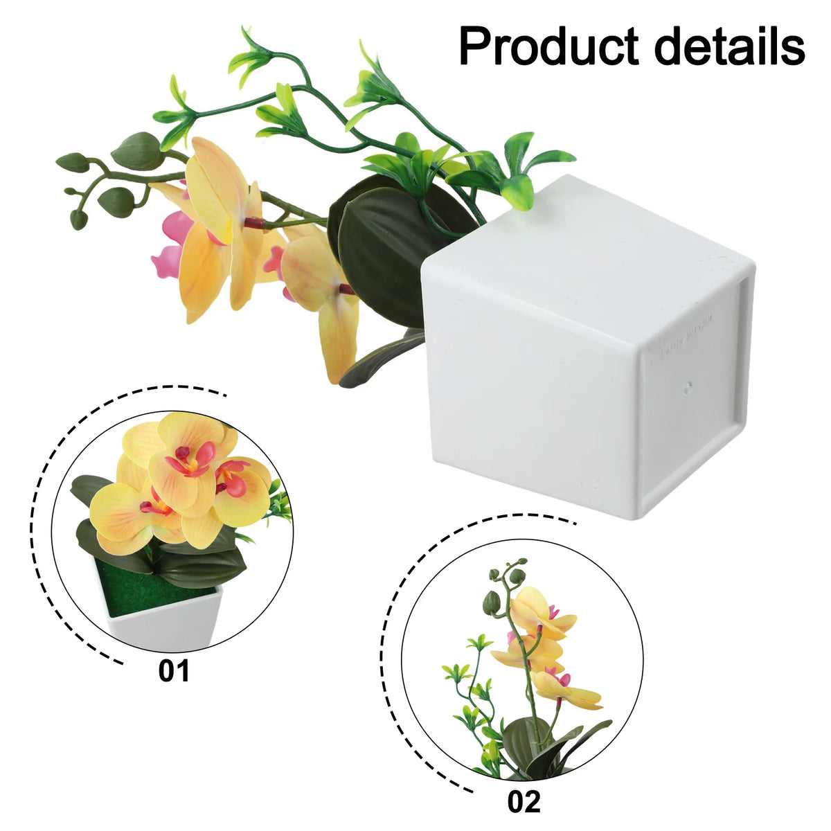décoration intérieure orchidée artificielle pot blanc fleurs simples feuilles vertes moderne