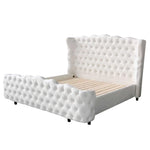 lit blanc tufté classique pieds matelas oreillers draps king size double moderne chambre coucher