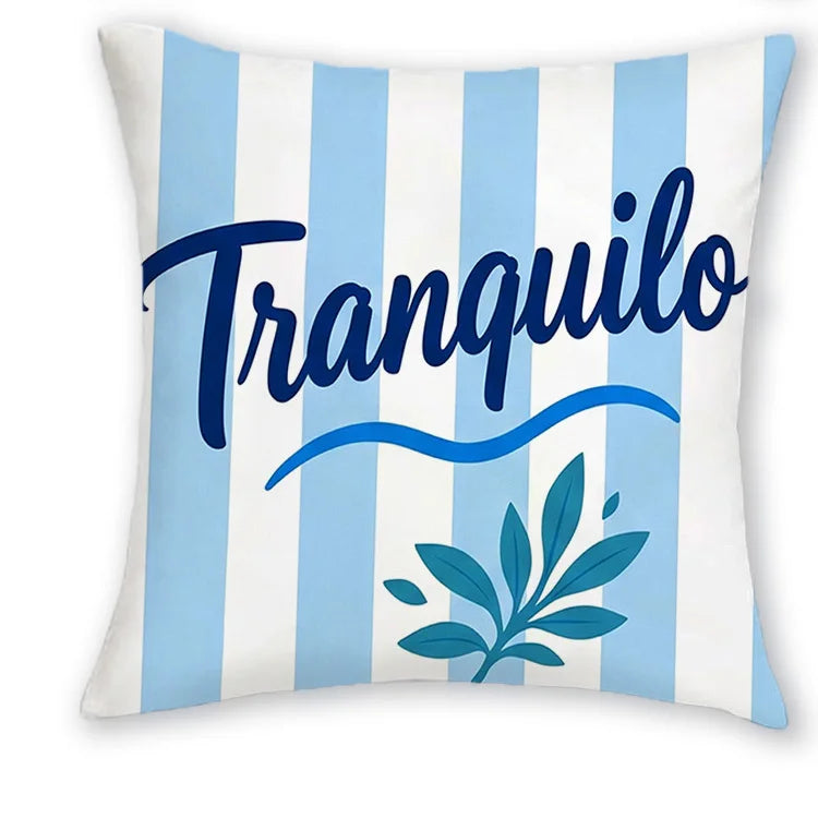 taies d'oreiller moderne rose clair jaune bleu orange blanc rayures textes fleurs 40x40cm 45x45cm