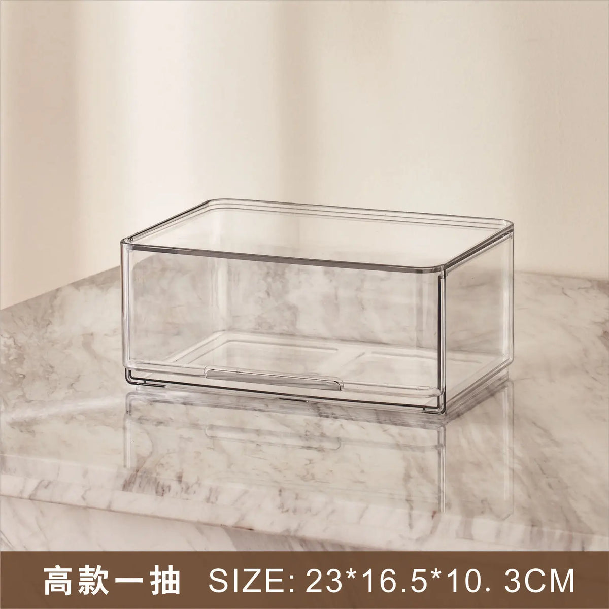 boîte maquillage transparent moderne poignées métalliques pince brosse cosmétiques grande capacité anti poussière