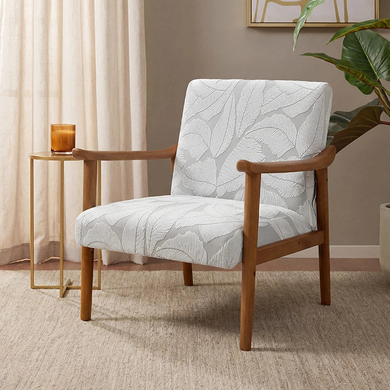 housses fauteuil moderne polyester imprimé feuilles marbre blanc gris bleu vert opaques