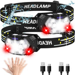lampe frontale led ultra brillante rechargeable sensor mouvement noir rayures