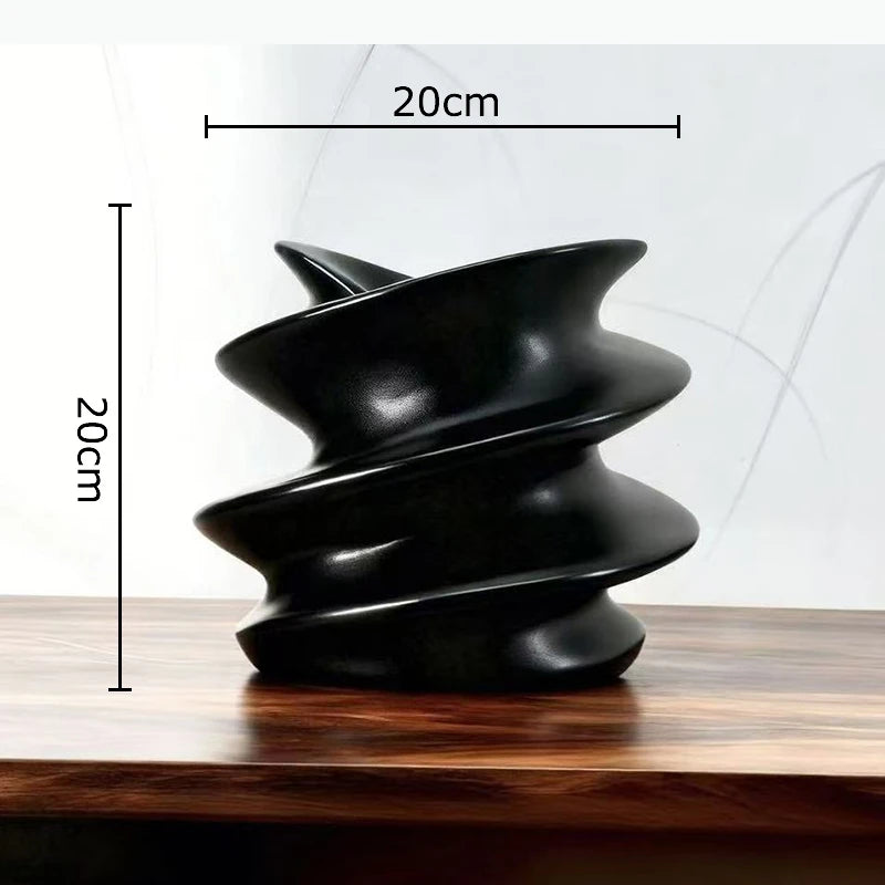 vase décoratif moderne argent brillant ondulé table fleurs transparent minimaliste
