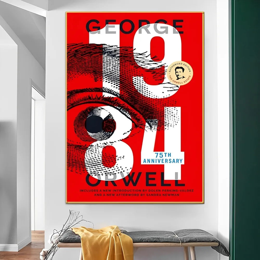 affiches pop art révolutionnaires géorges orwell 1984 graphiques abstrait oeil stylisé rouge noir beige
