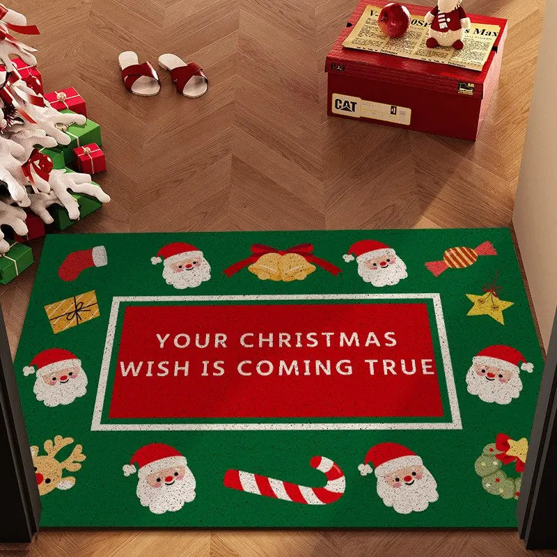 tapis porte imperméable antidérapant motifs noël père noël arbre chaussettes traditionnel rouge vert blanc