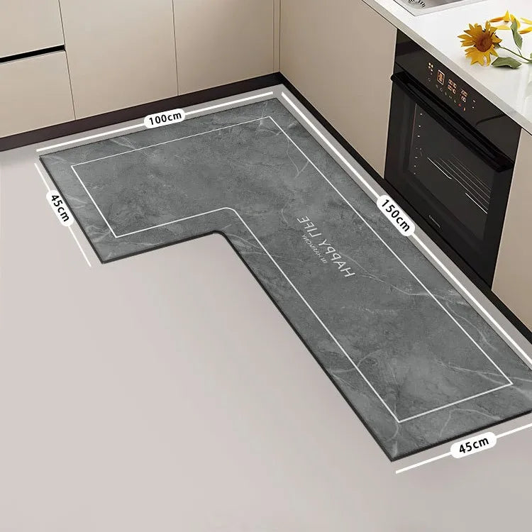 tapis sol moderne gris marbré adhésif salon super absorbant long rectangle