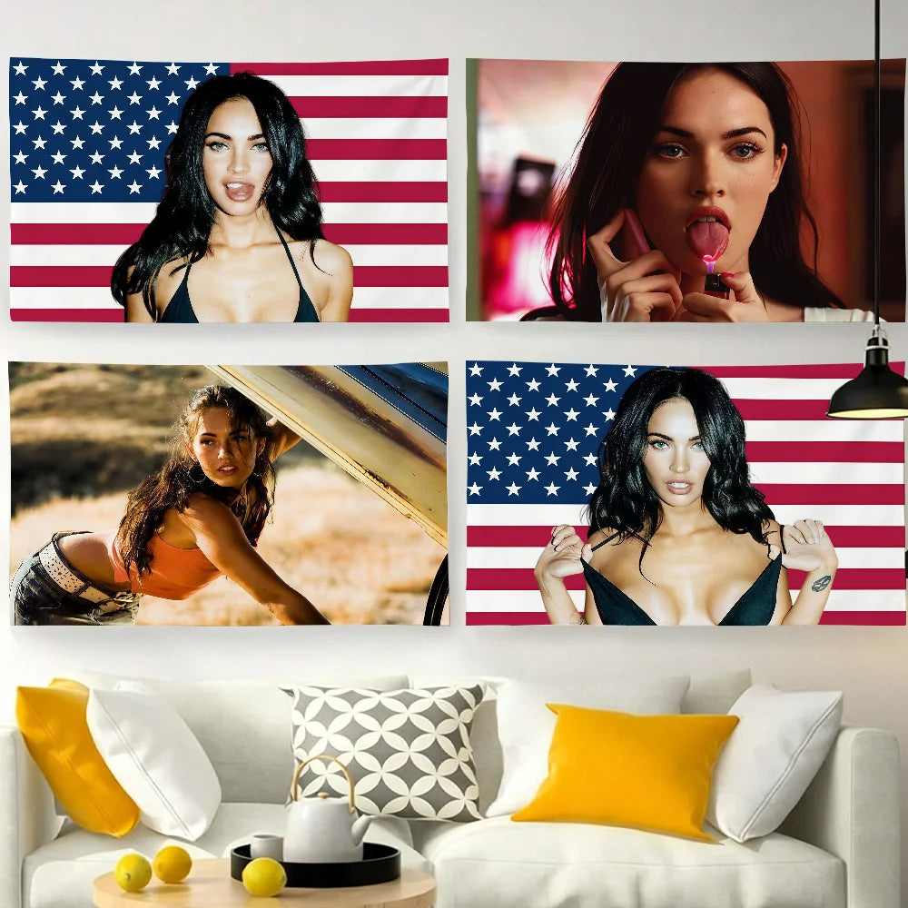 tapisserie murale décorative drapeau américain actrice sexy femme stars décoration chambre salon moderne grande