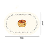 tapis table moderne beige muffins illustration vivre bien 45cm 30cm minimaliste textes