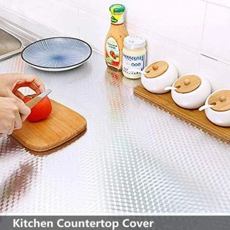 couvre plan cuisine couvre tiroir carreaux géométriques adhésif transparent moderne 40x100cm 2pcs