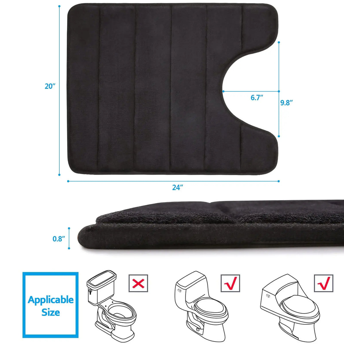 tapis bain noir antidérapant mousse mémoire forme salle bain moderne absorption haute qualité
