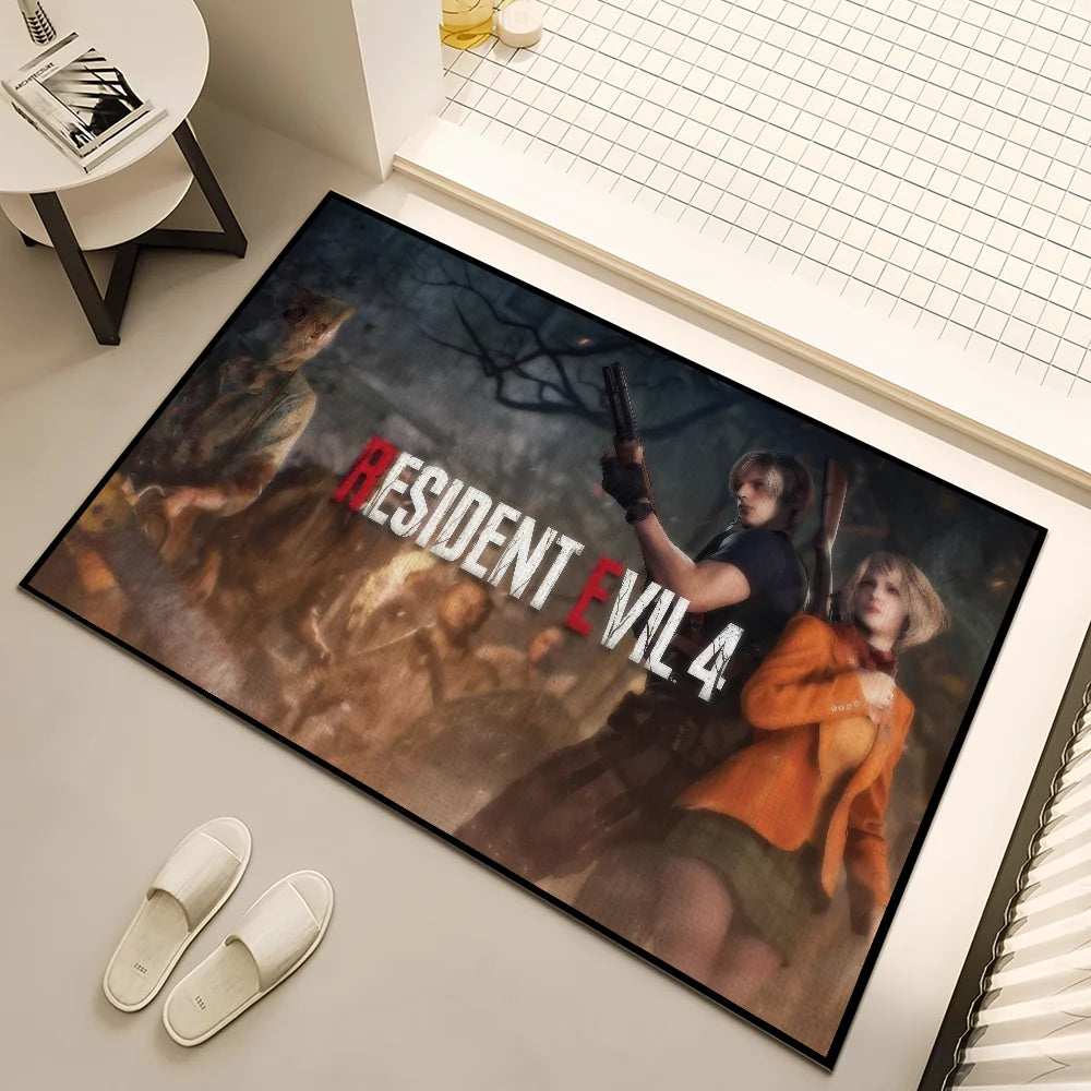 tapis resident evil multicolore antidérapant illustration post apocalyptique personnages armés