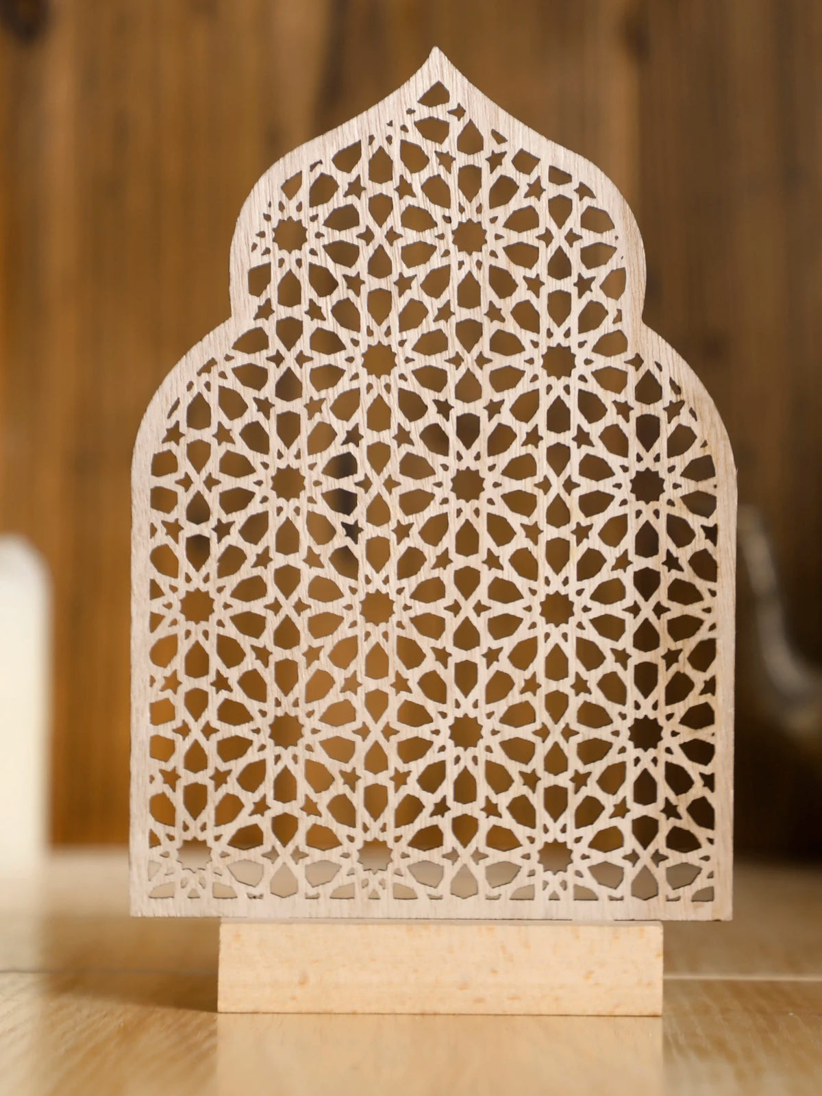 cadres decoratifs bois motif geometrique moderne noir beigeclair ramadan decoration festive