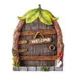 décoration extérieure porte fée bois feuilles pierre adhésif bienvenue fantaisie rustique jardin ornement