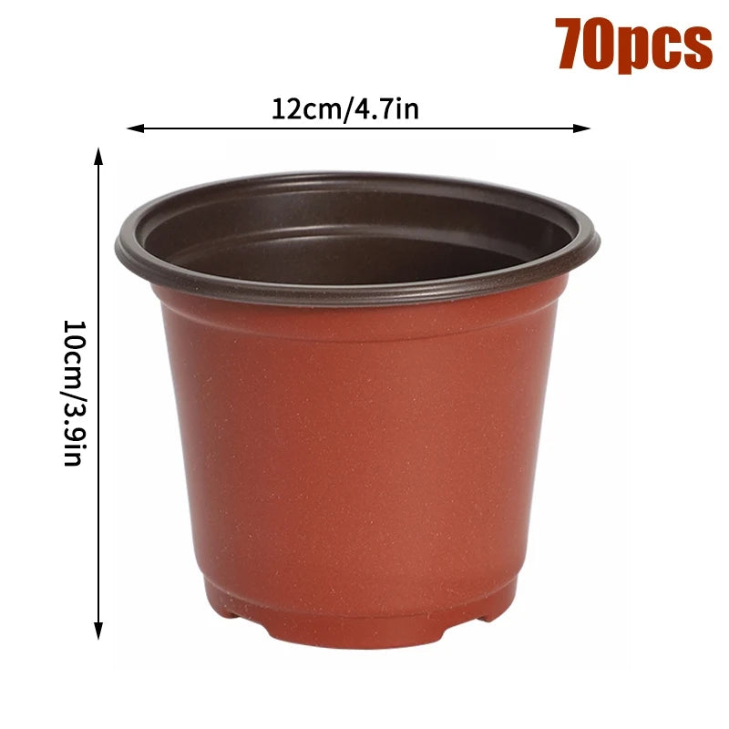 pots fleurs plastique rouge brun moderne grille drainage 10cm 12cm 9cm