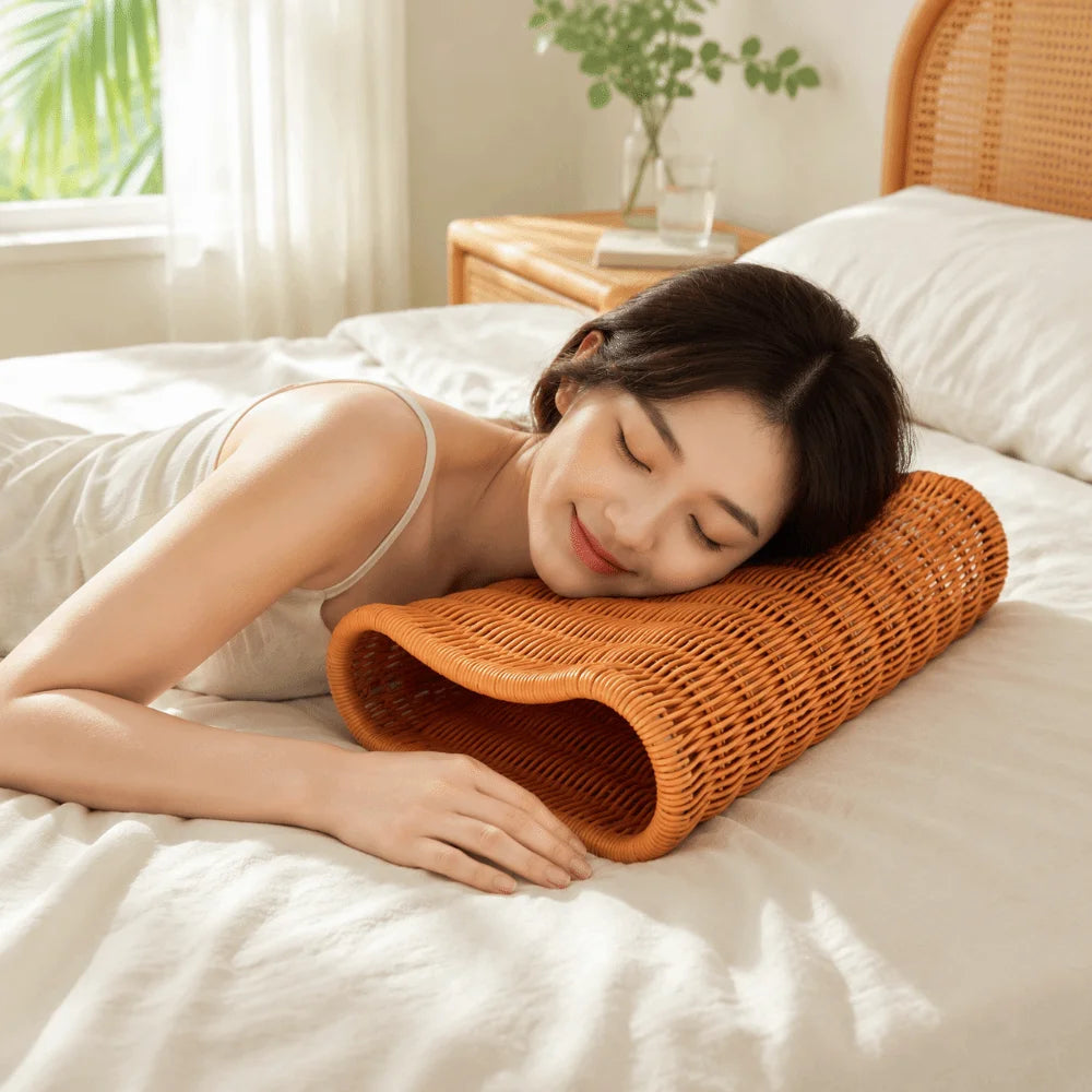 coussin marron clair tissé motifs réguliers moderne forme literie décoratif polyester coton