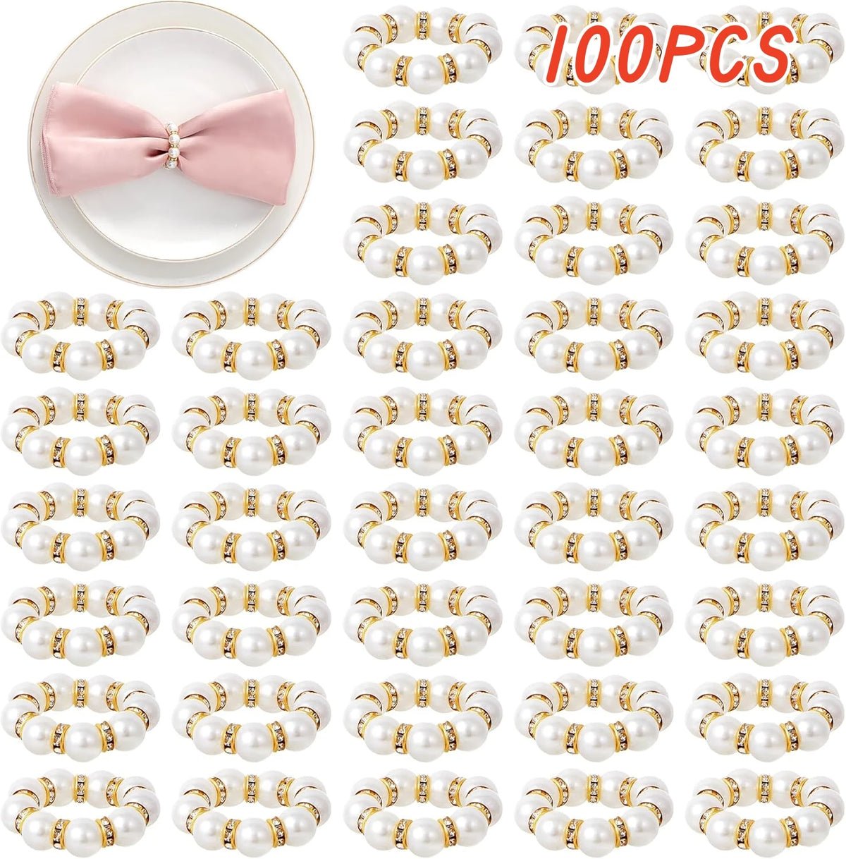 anneaux serviettes dorés strass élégants classiques mariage dîner décoration table