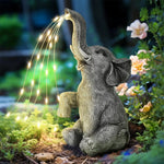 statue éléphant décorative guirlande led résine aspect pierre résistante intempériesextérieur zen