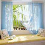 rideaux tulle transparent bleu clair moderne fenêtre 160x300cm deux panneaux polyester