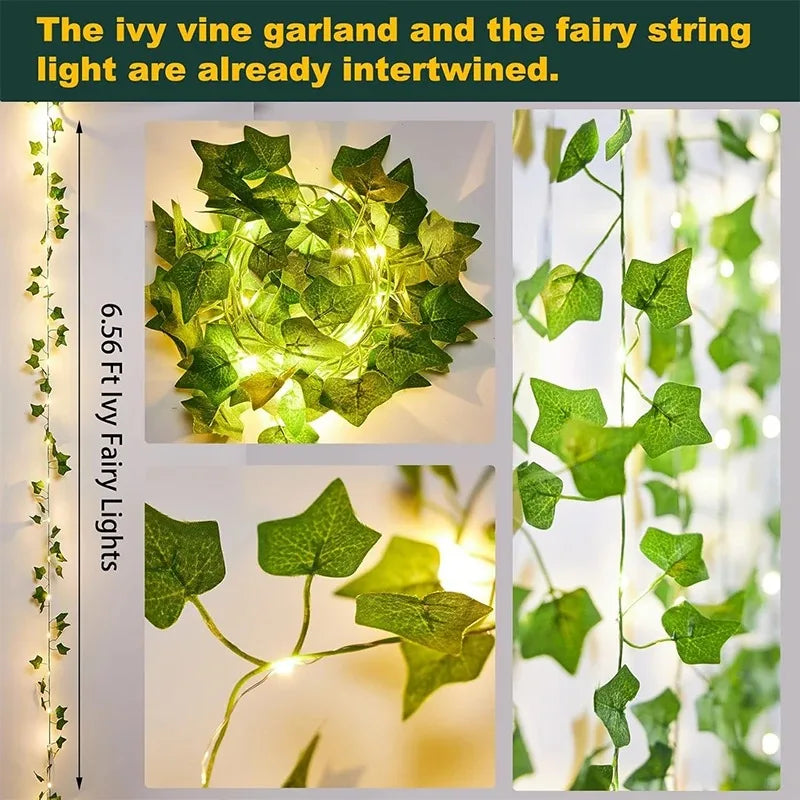 guirlande led lierre artificielle verte extérieure moderne décoration maison fêteSuspensionclair
