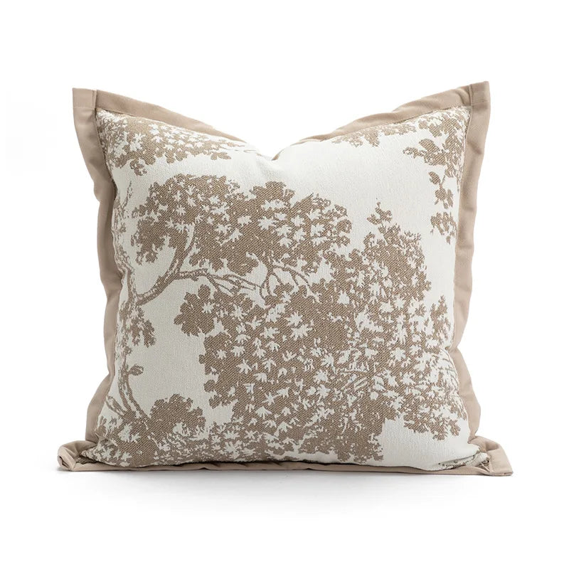 housse coussin beige marron motif rayé texture douce moderne opacité jacquard polyester décoration canapé