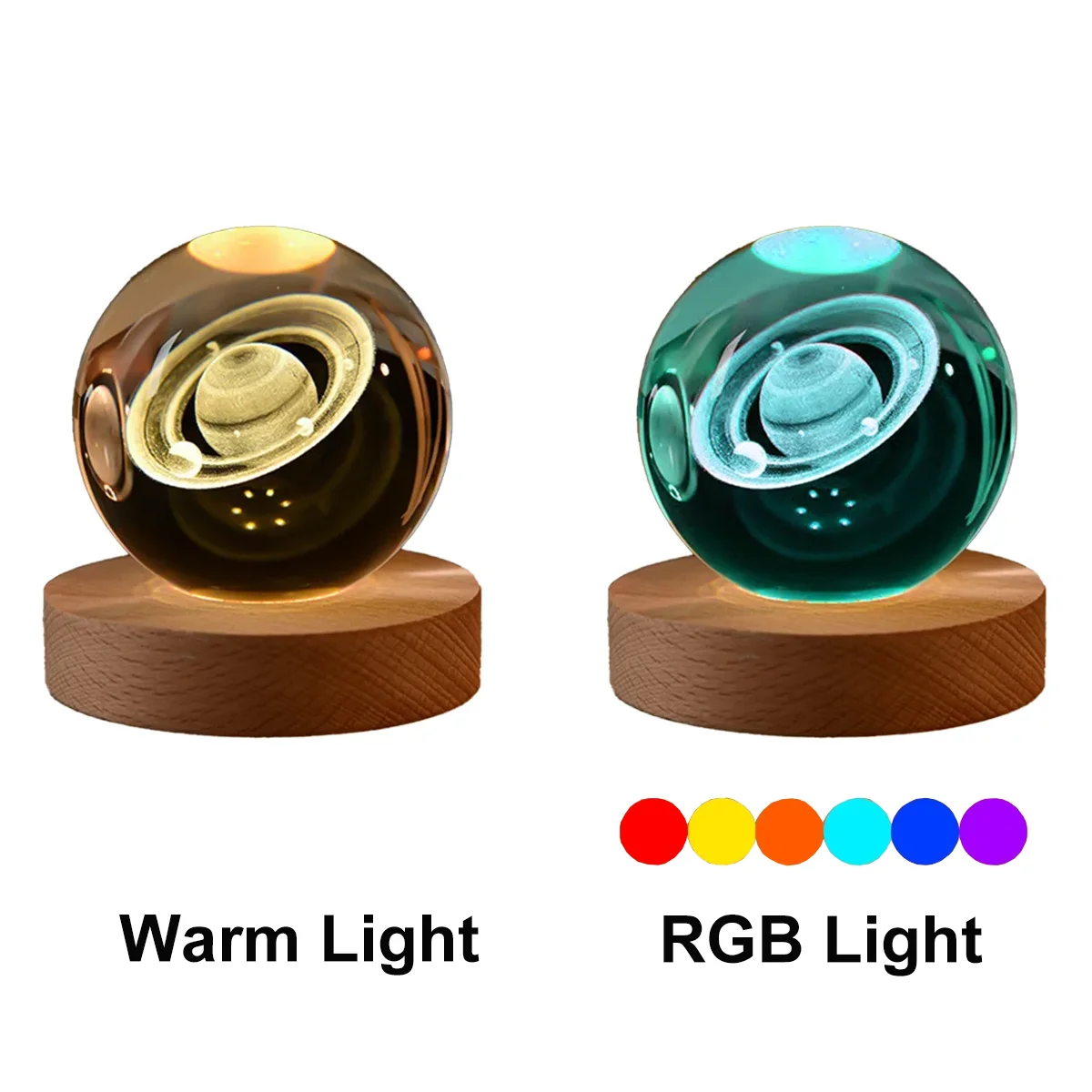 veilleuse boule cristal système solaire galaxie lune lumière rgb décoration