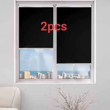 rideaux occultants noir modernes clips fixation sans perçage 74x140cm opaque