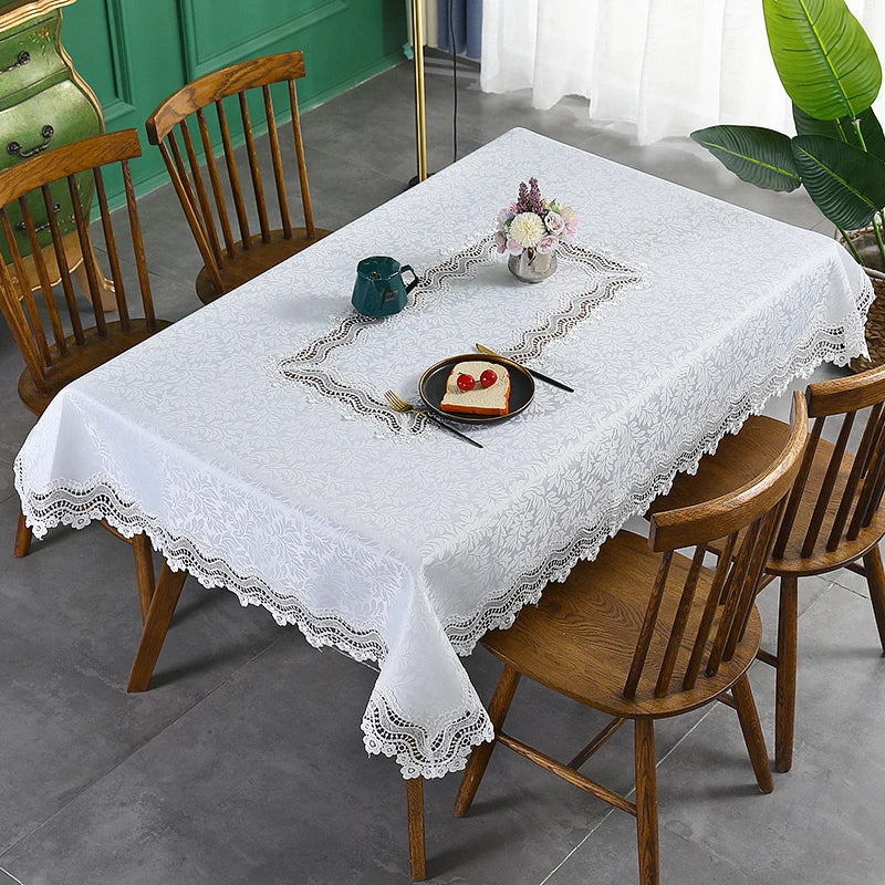 nappe table blanche broderie florale imperméable usage extérieur mariage printemps été automne