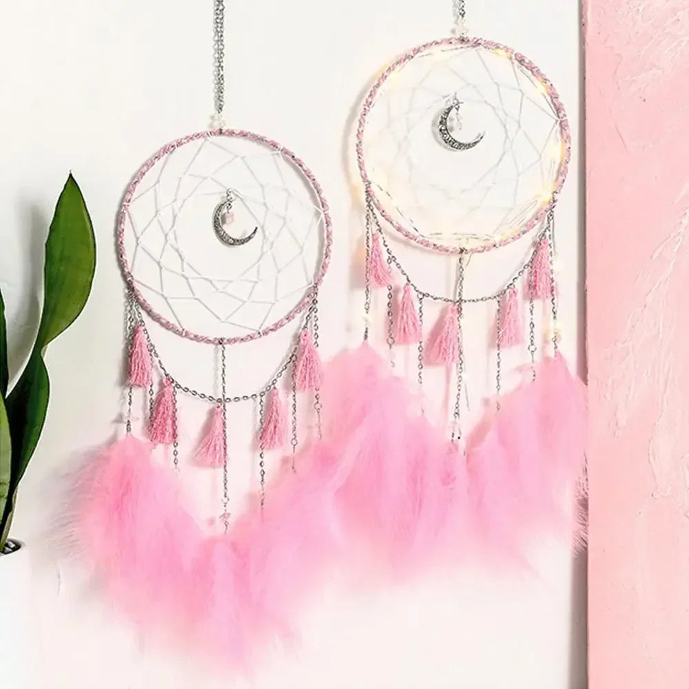 attrape rêves boho plumes tassel chain couleur bleue rose verte