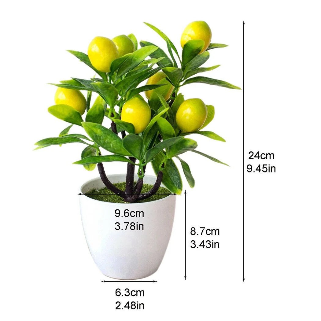 plante artificielle citron vert feuilles pot blanc décoration intérieure minimaliste ornement salon faux arbre