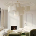 suspension lumineuse moderne blanc beige texture rugueuse opacité câbles électriques encastrée lumière led