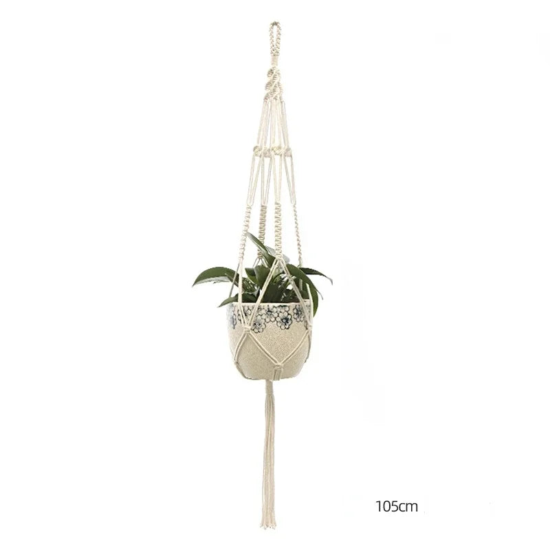 support plante suspendue macramé blanc cassé boho pot fleurs décoration balcon intérieur jardin
