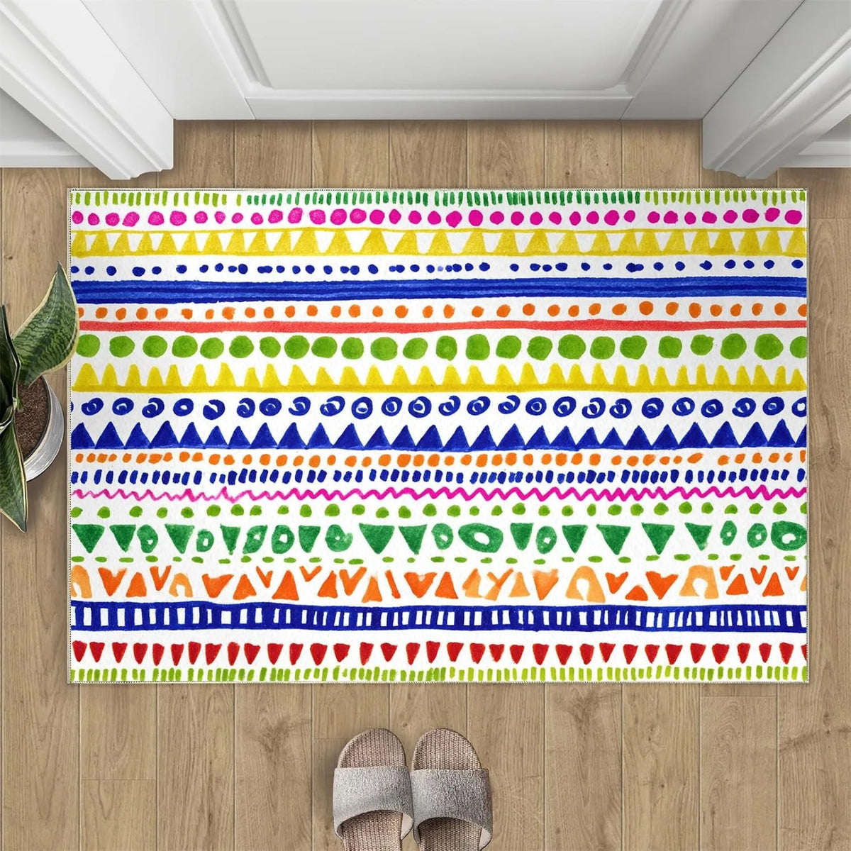 tapis géométrique multicolore moderne bohème antidérapant 30x50cm 40x60cm 50x80cm salon