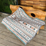 tapis boho chic couverture plaid portable géométrique floral aztèque printemps automne jaune marron bleuclair