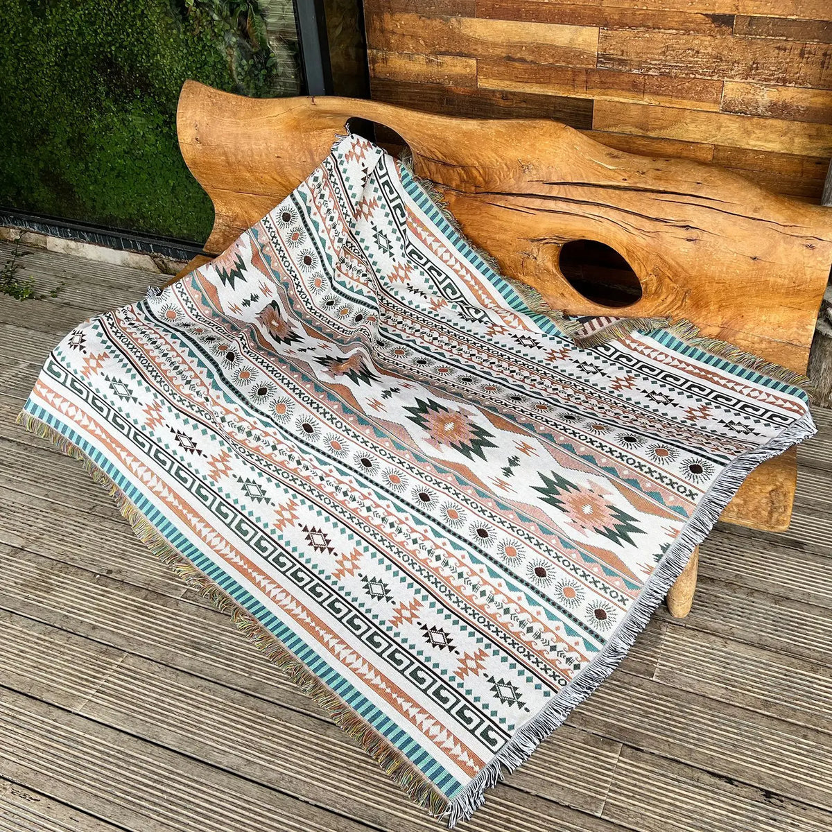 tapis boho chic couverture plaid portable géométrique floral aztèque printemps automne jaune marron bleuclair